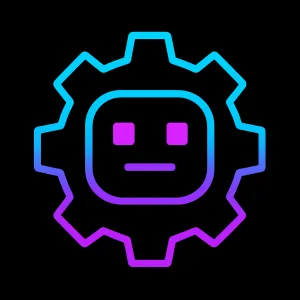 robot face inset in a toothed gear