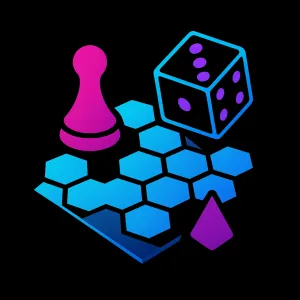 board game icon with a chess piece and dice