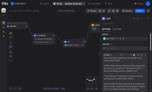 screenshot of an app showing a flow chart interface and several text fields